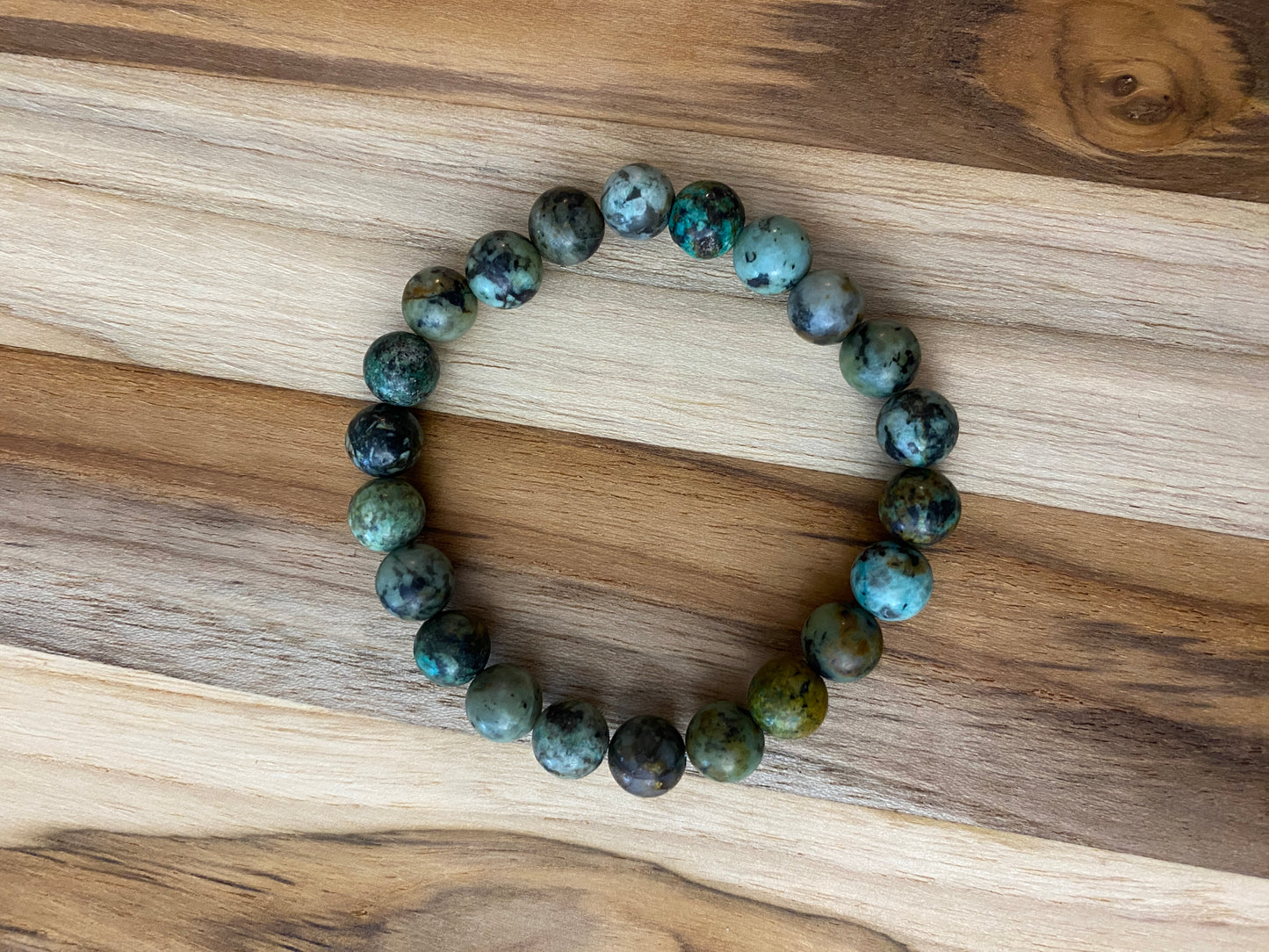 African Turquoise Beaded Stretch Bracelet
