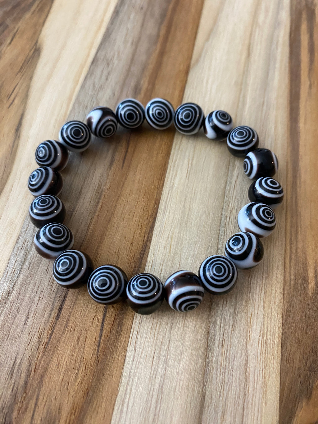 Black Eye Dot Glass Beaded Stretch Bracelet -My Urban Gems