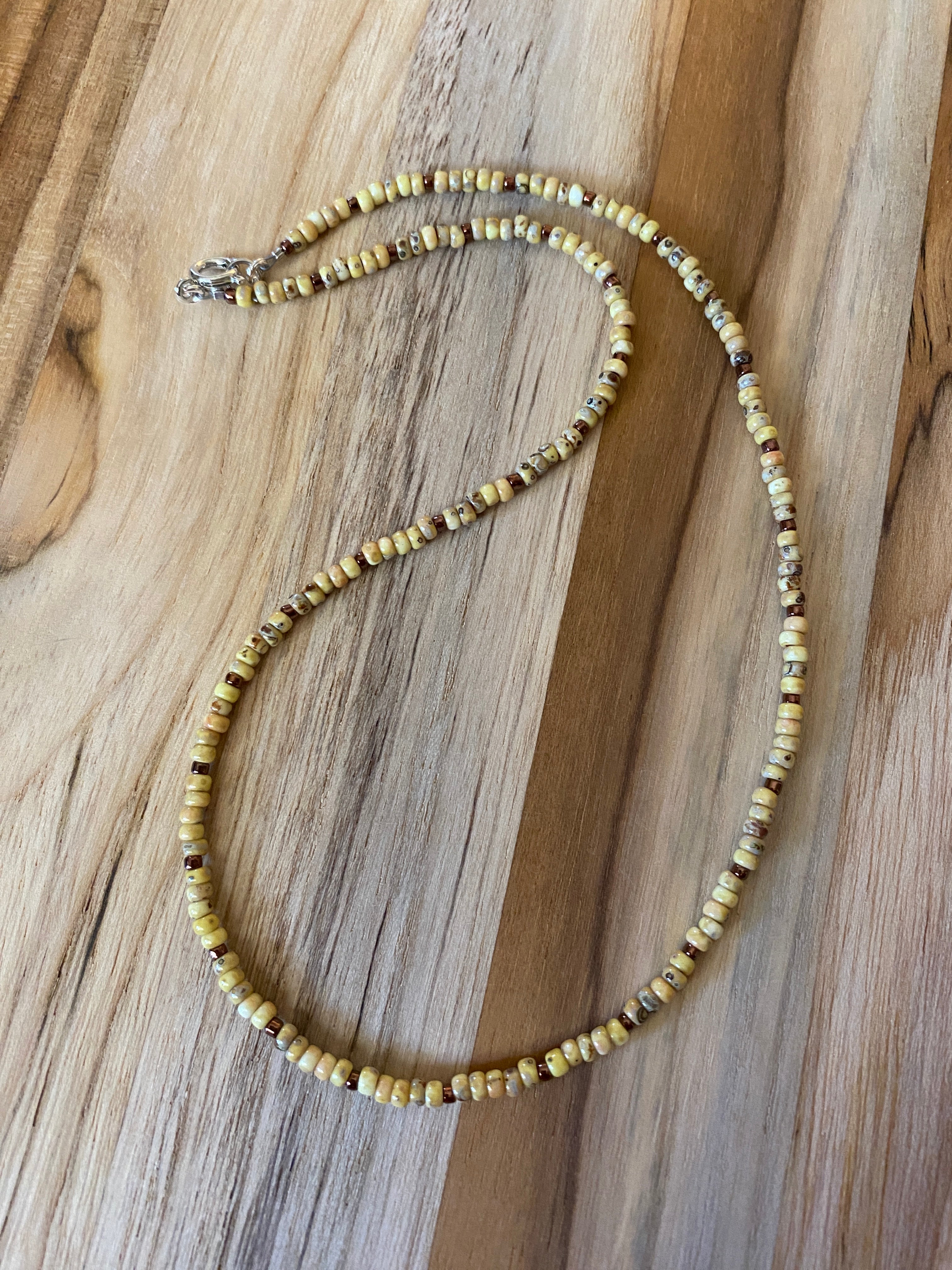 Dainty Minimalist Cream Seed Bead Beaded Necklace