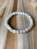 Faceted Squares Moonstone Beaded Stretch Bracelet