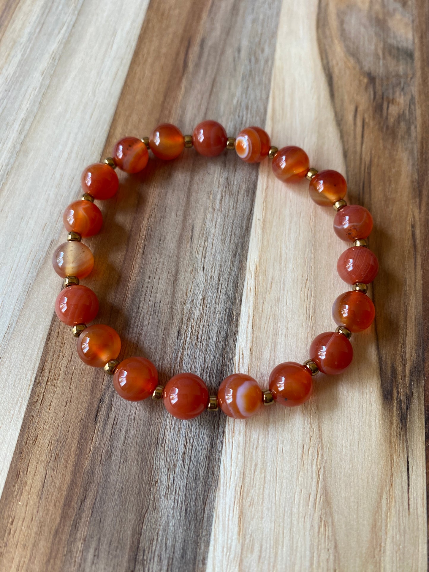 Red Agate Beaded Stretch Bracelet