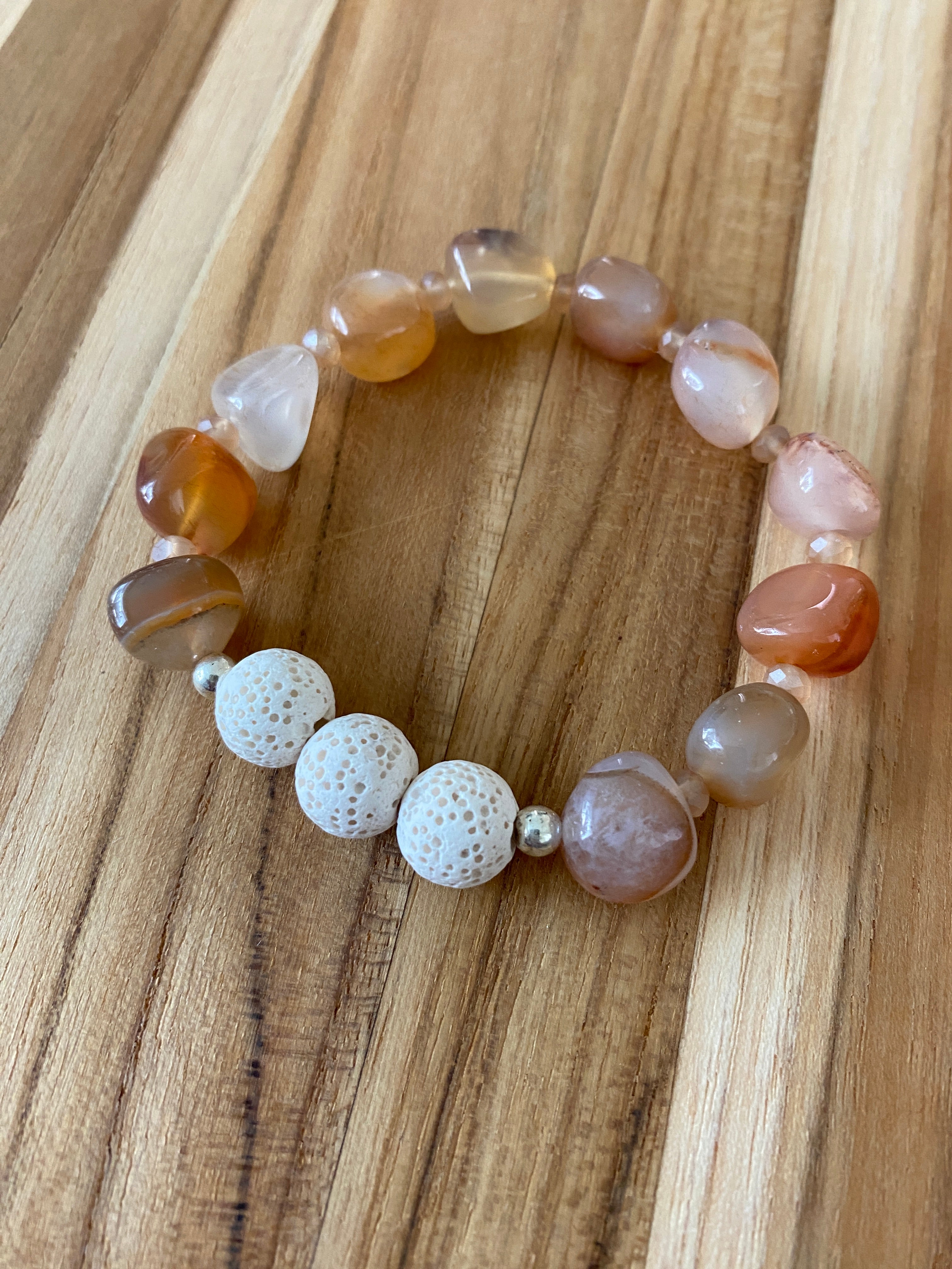 Carnelian Tumbled Irregular Shaped Beaded Aromatherapy Stretch Bracelet - My Urban Gems
