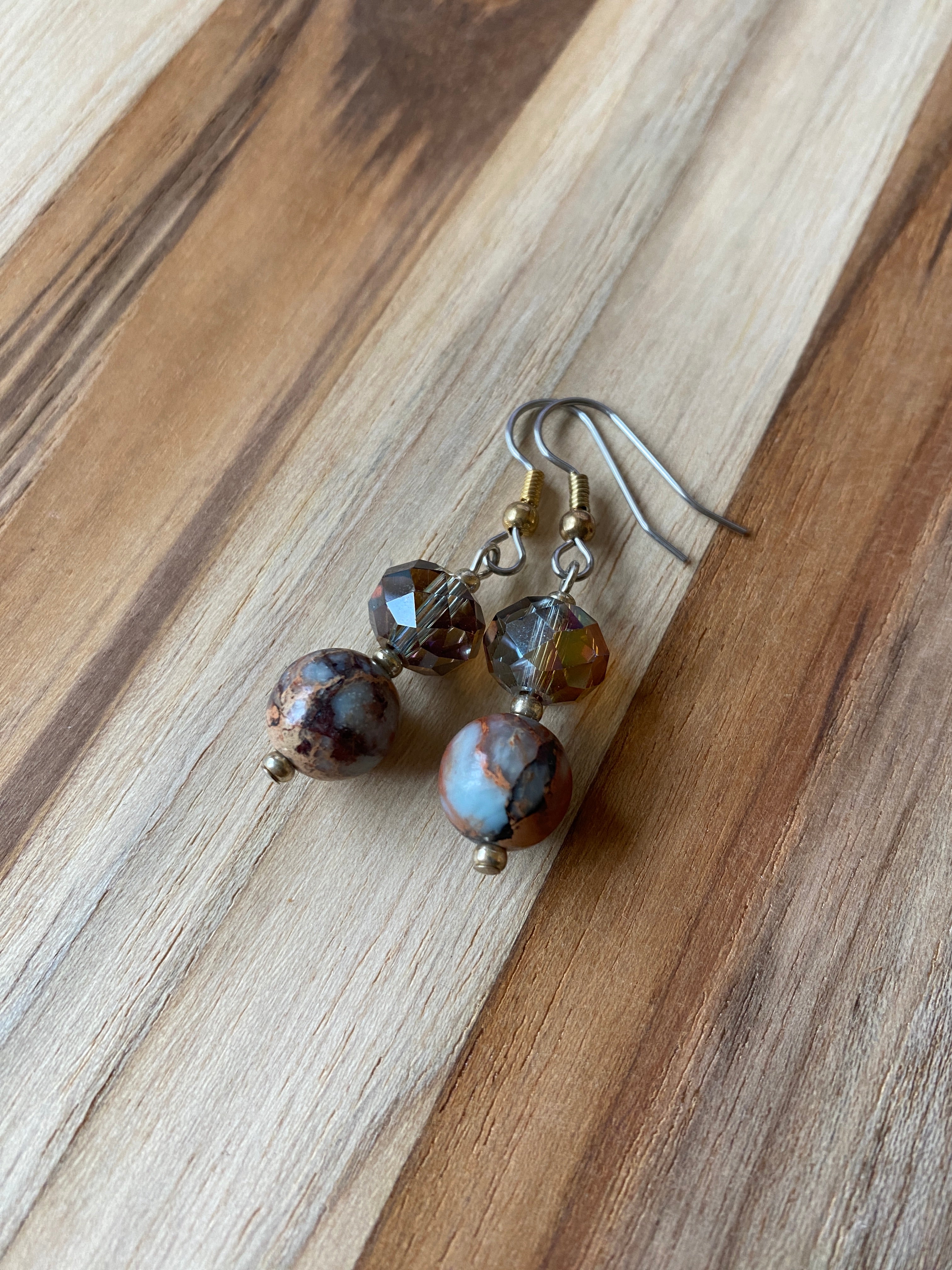 Peruvian Green Opal & Crystal Earrings - My Urban Gems