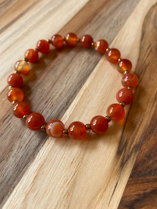 Red Agate Beaded Stretch Bracelet