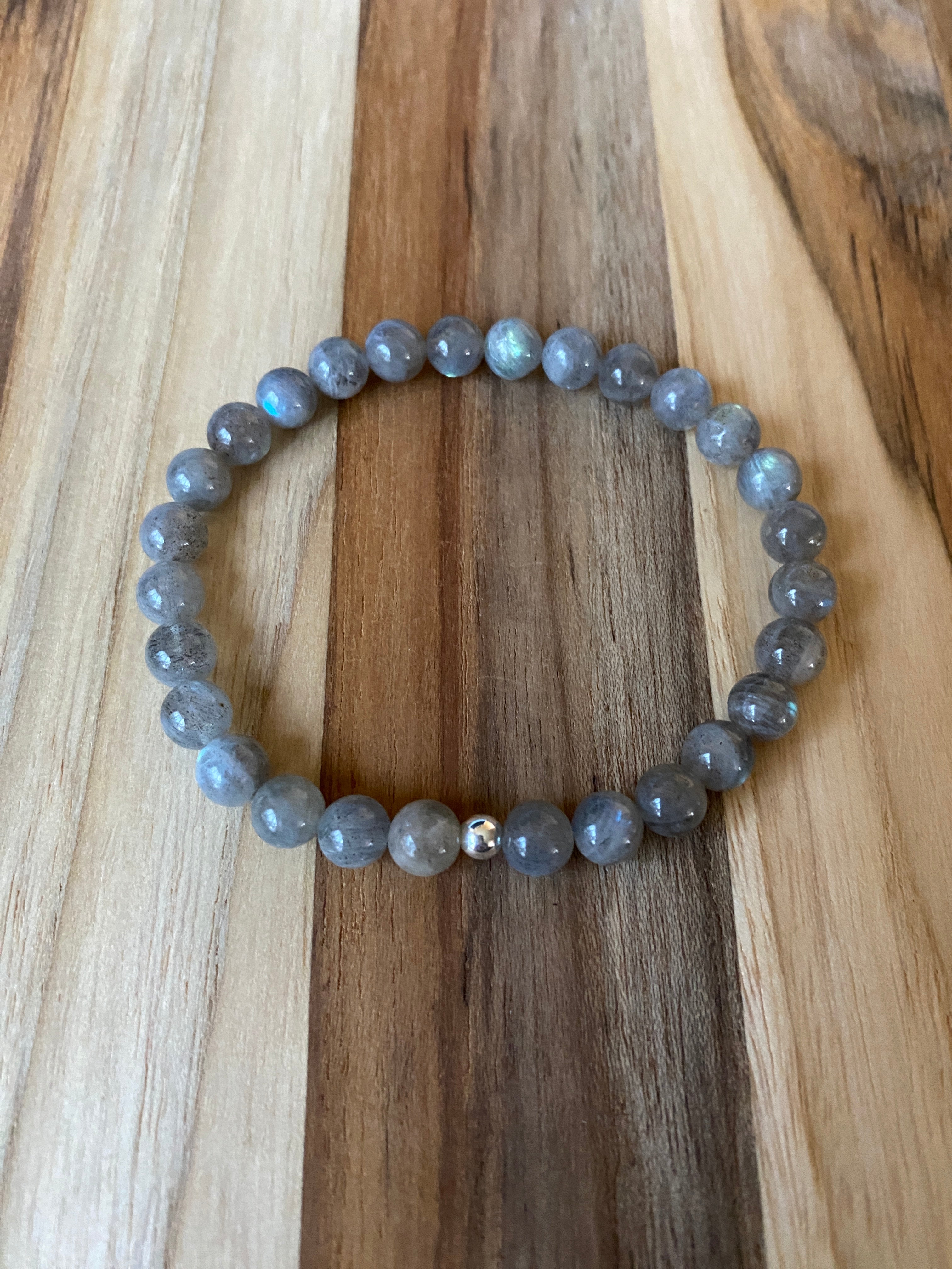 Blue Flash Labradorite Beaded Stretch Bracelet -My Urban Gems