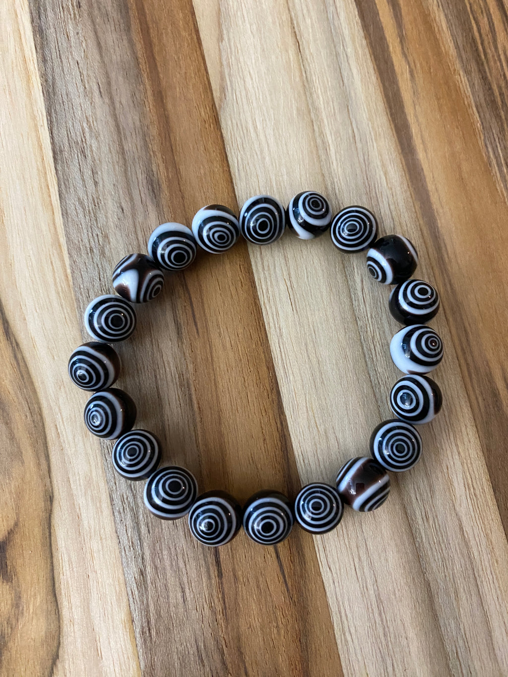 Black Eye Dot Glass Beaded Stretch Bracelet -My Urban Gems