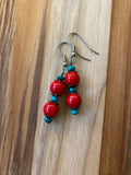 Coral, Turquoise & Copper Dangle Earrings - My Urban Gems