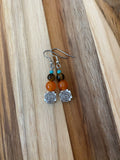 Southwestern Orange, Tiger Eye & Turquoise Crystal Dangle Earrings - My Urban Gems