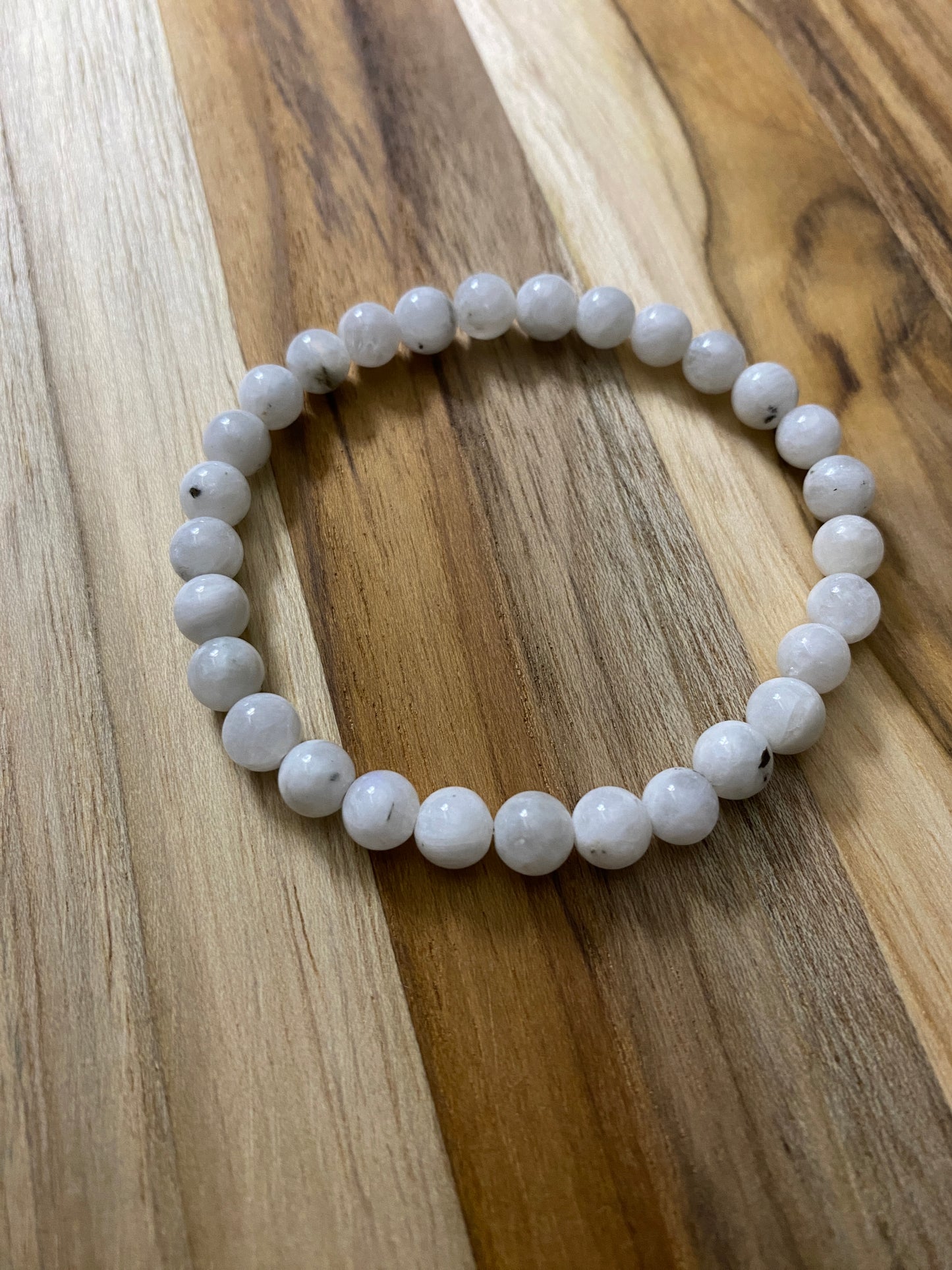 White Moonstone Beaded Stretch Bracelet