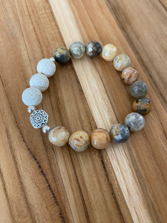 Essential Oil Diffuser Aromatherapy Crazy Lace Agate Stretchy Bracelet