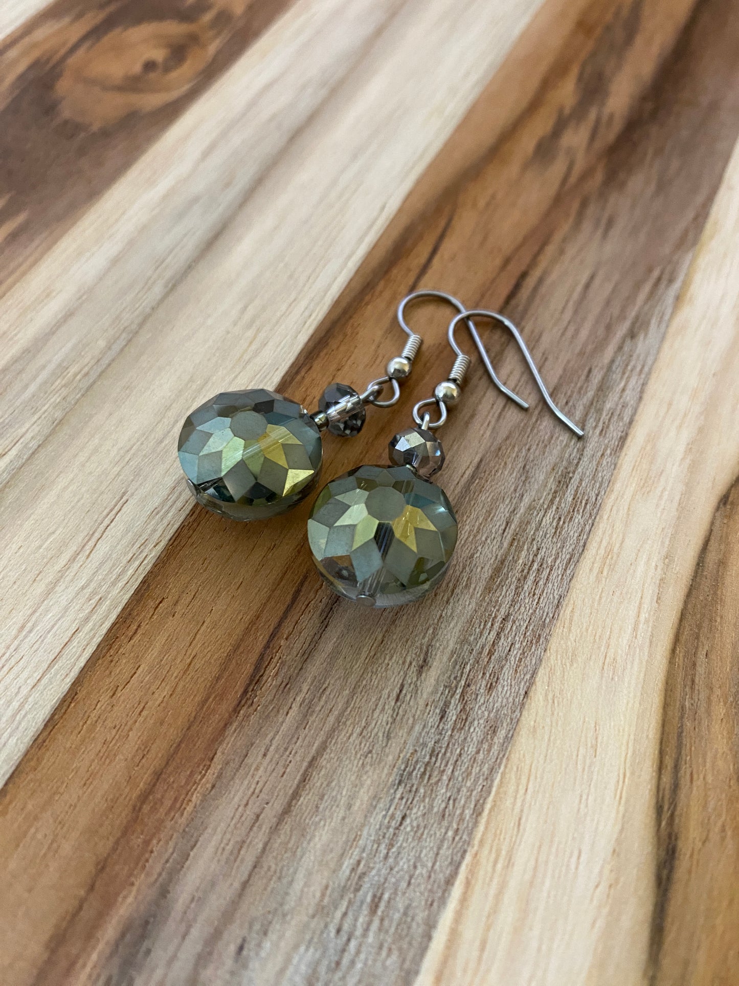 Olivine Etched Crystal Earring