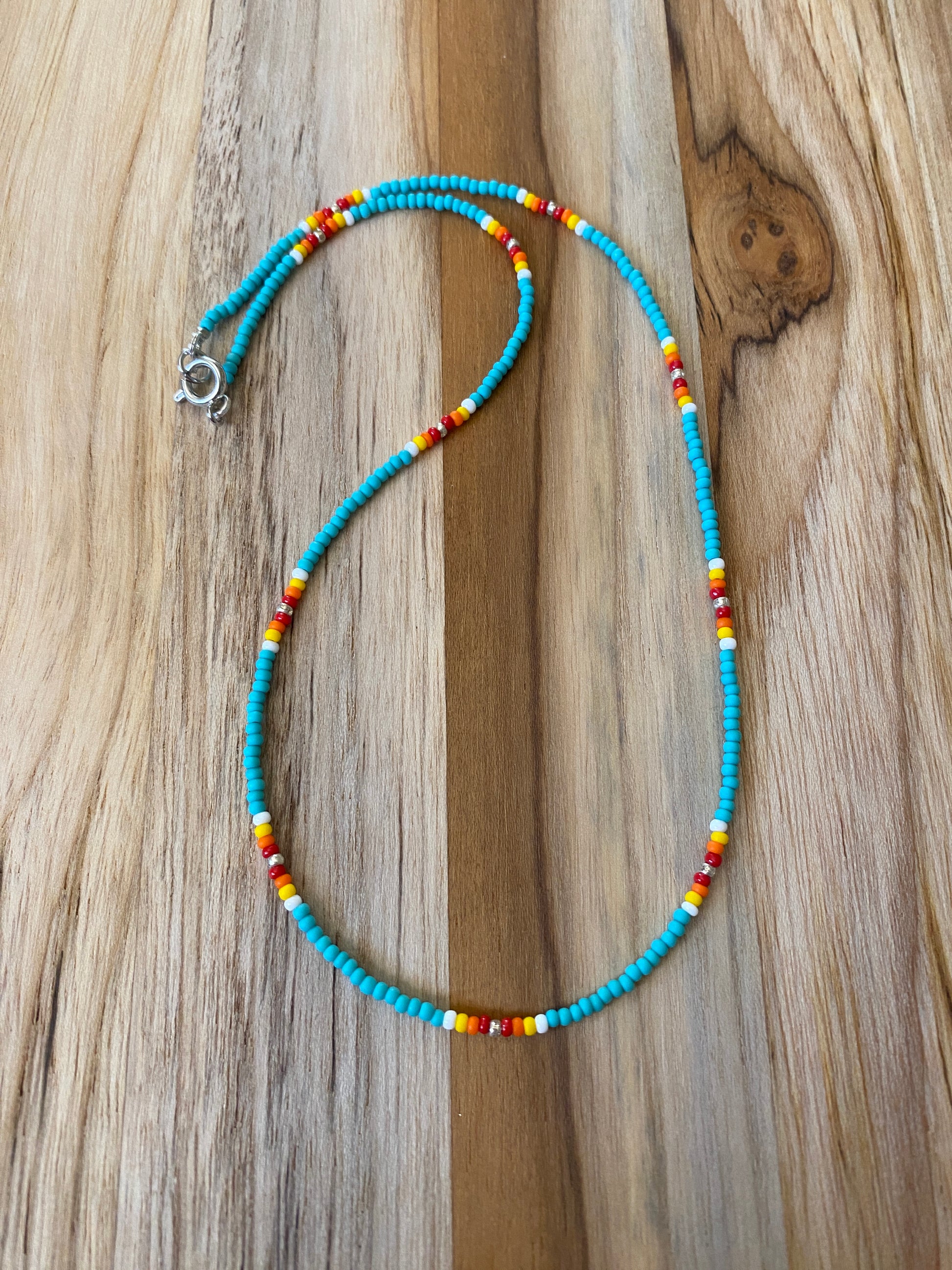 16" Dainty Minimalist Native Inspired Seed Bead Necklace Multi ColoredTurquoise - My Urban Gems