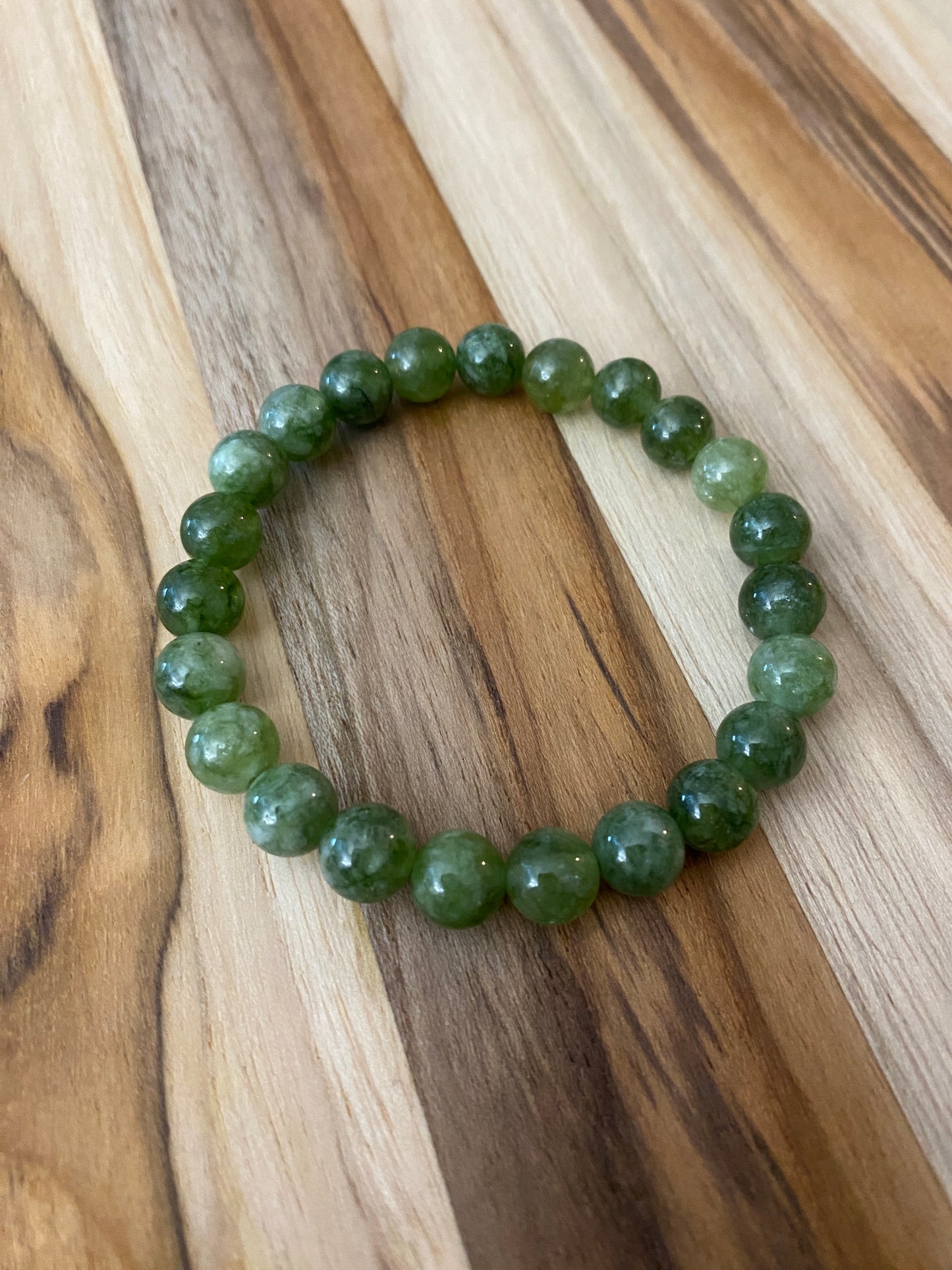 Green Jade Beaded Stretch Bracelet