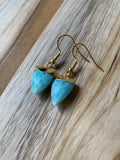Trillion Shape Amazonite Dangle Earrings with Gold