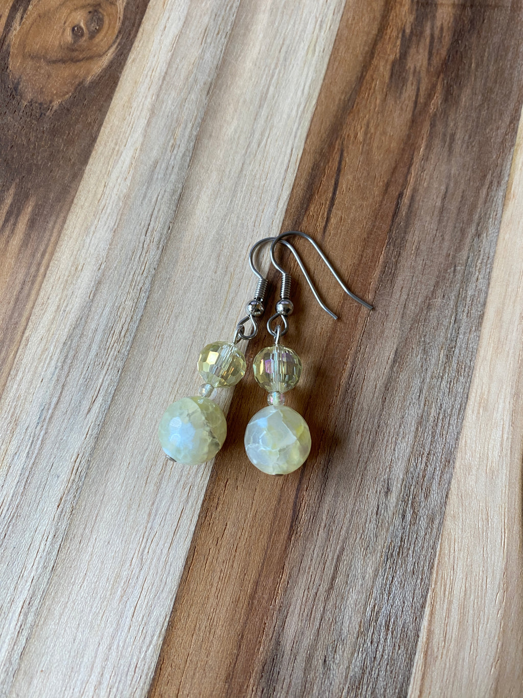 Lemon Cracked Agate & Crystal Earrings - My Urban Gems