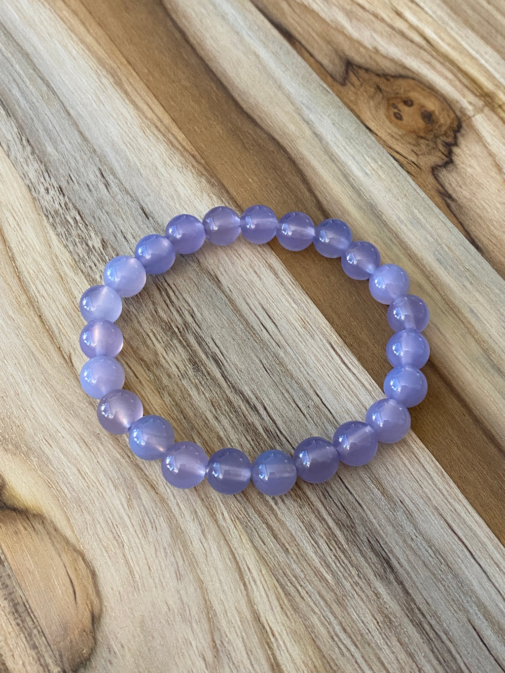 Lavender Chalcedony Beaded Stretch Bracelet