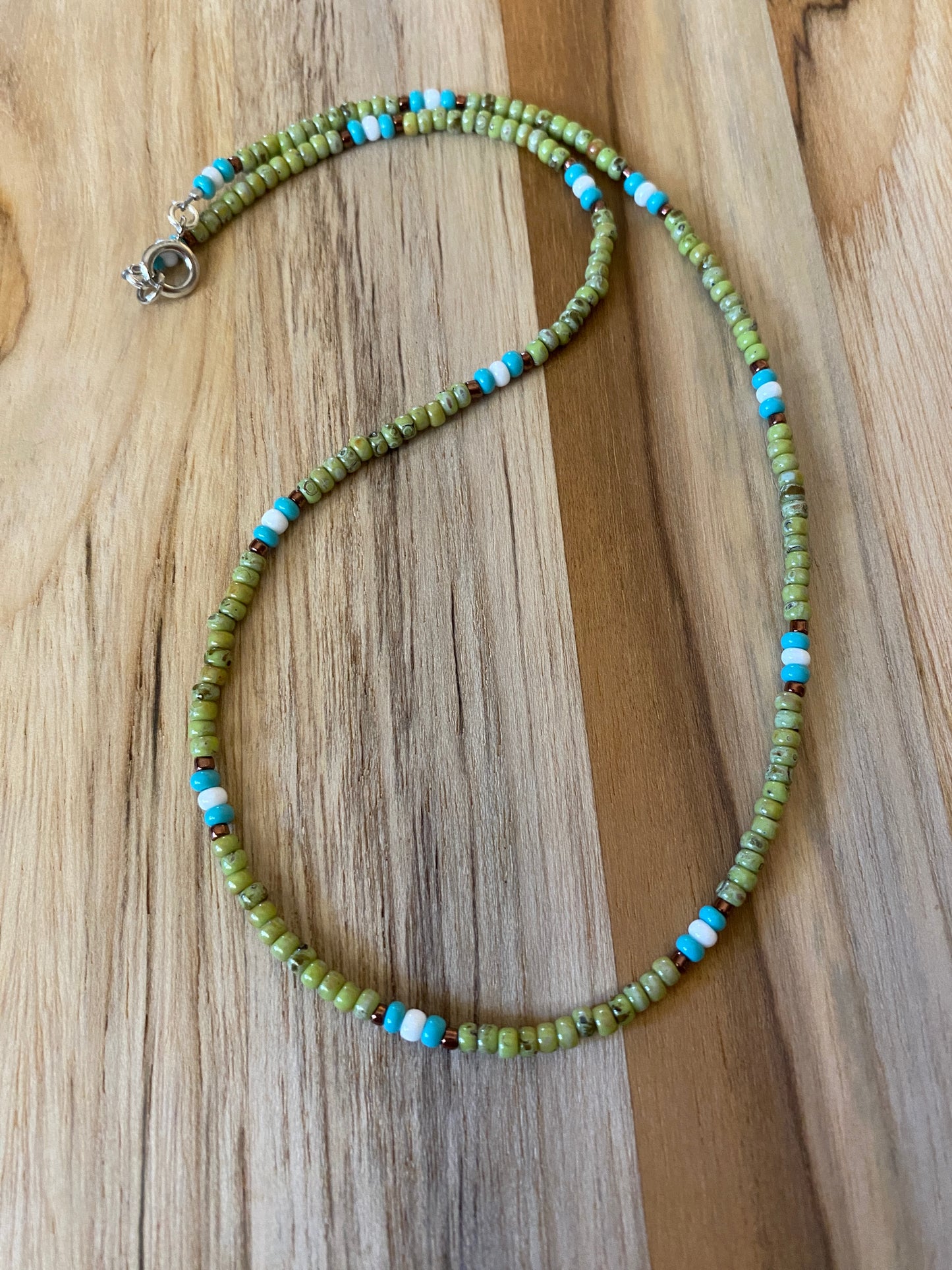 Dainty Minimalist Green Seed Bead Beaded Necklace
