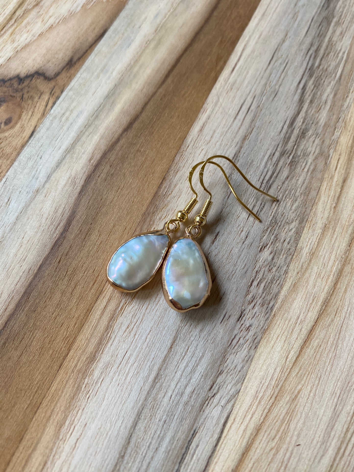 White Baroque Pearl Dangles with Gold