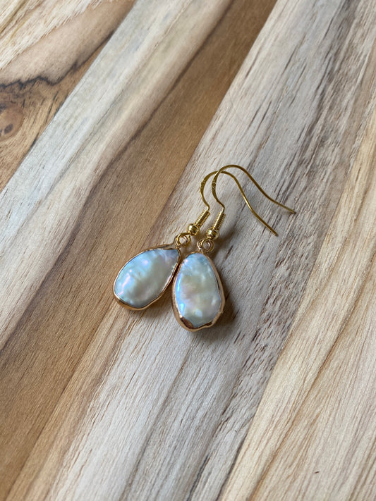White Baroque Pearl Dangles with Gold