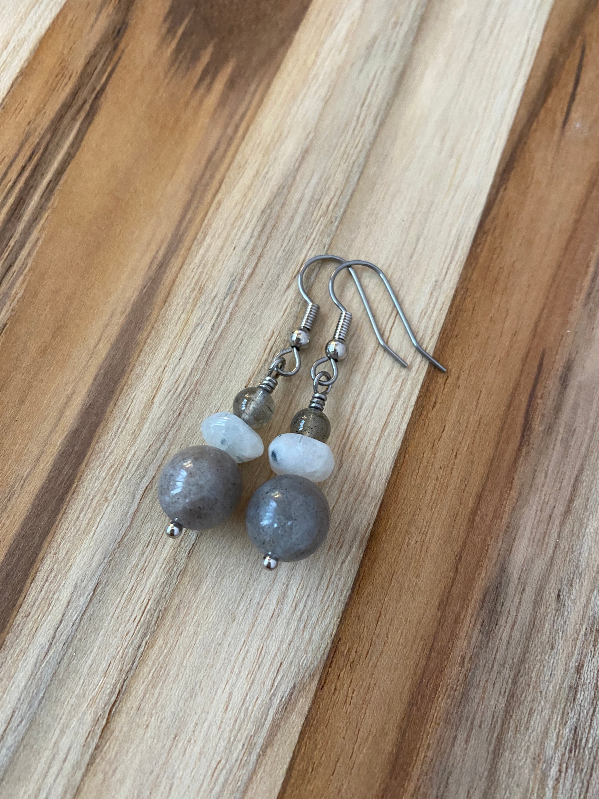 Labradorite & Moonstone Dangle Earrings - My Urban Gems