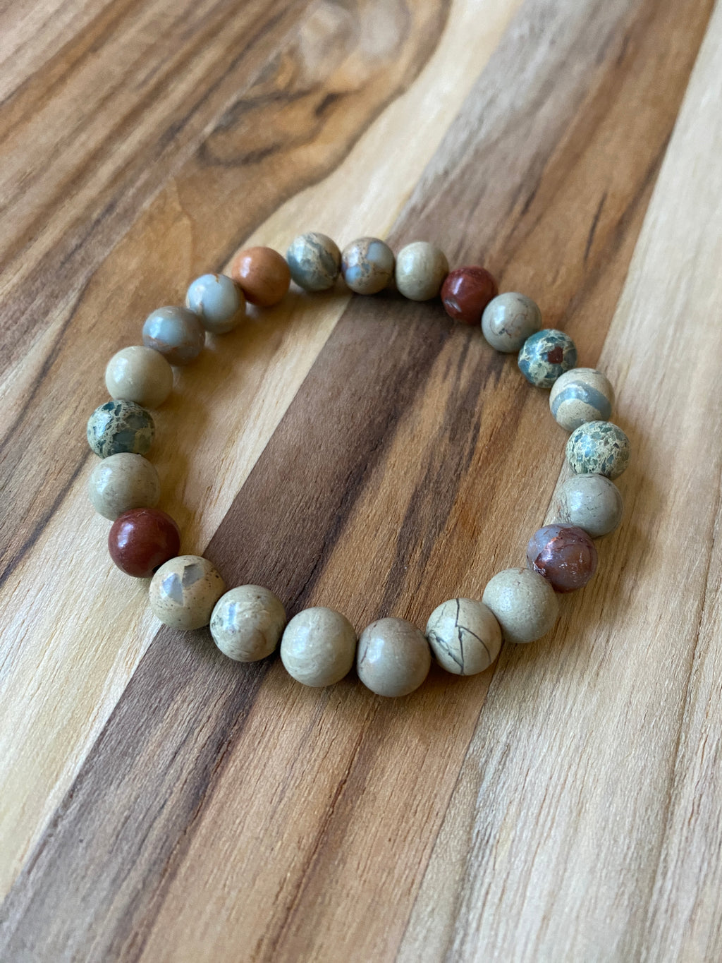 Shoushan Stone Beaded Stretch Bracelet