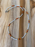 16" Dainty Minimalist Seed Bead Necklace Multi Colored Opalescent White - My Urban Gems