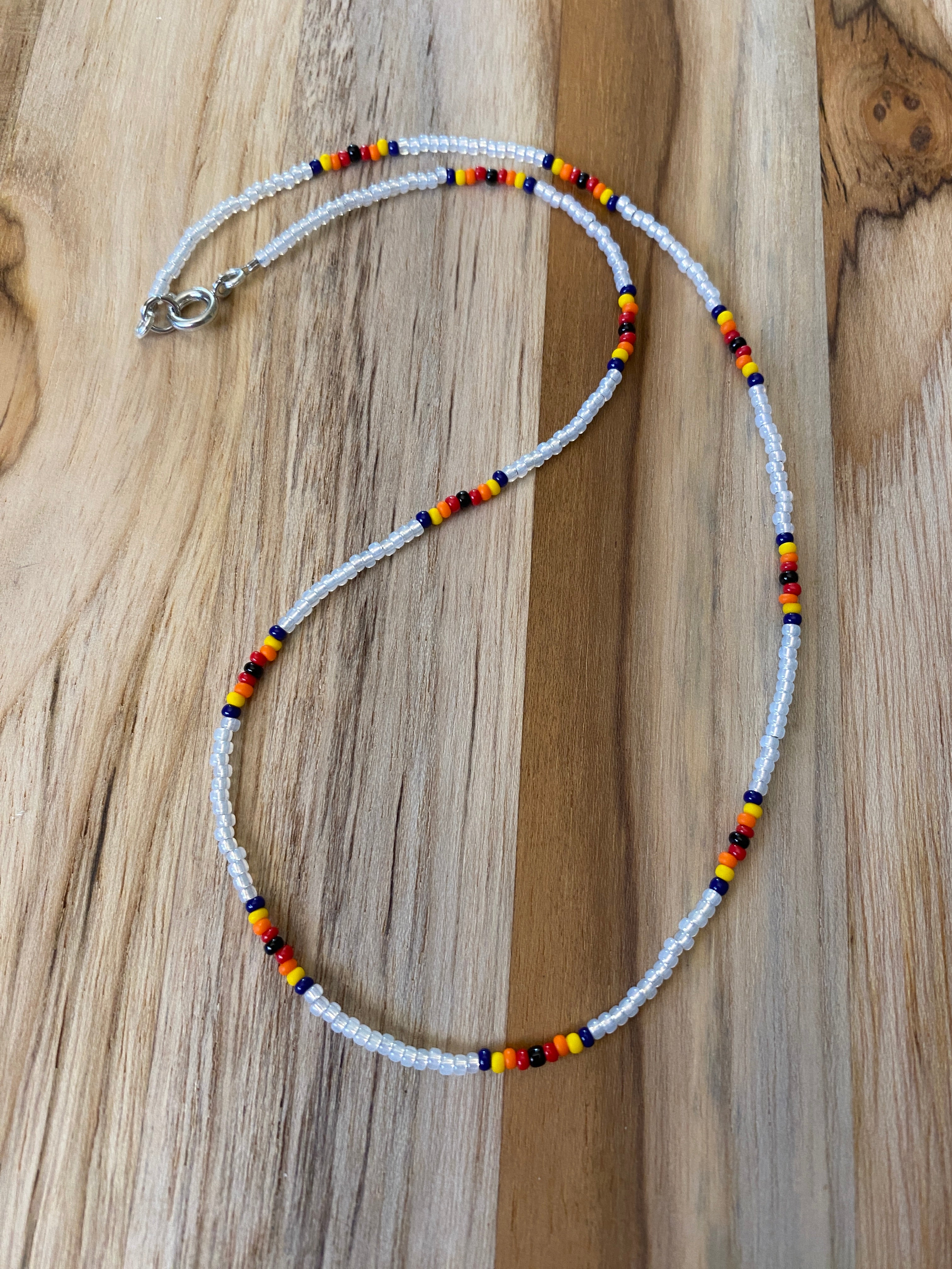 16" Dainty Minimalist Seed Bead Necklace Multi Colored Opalescent White - My Urban Gems