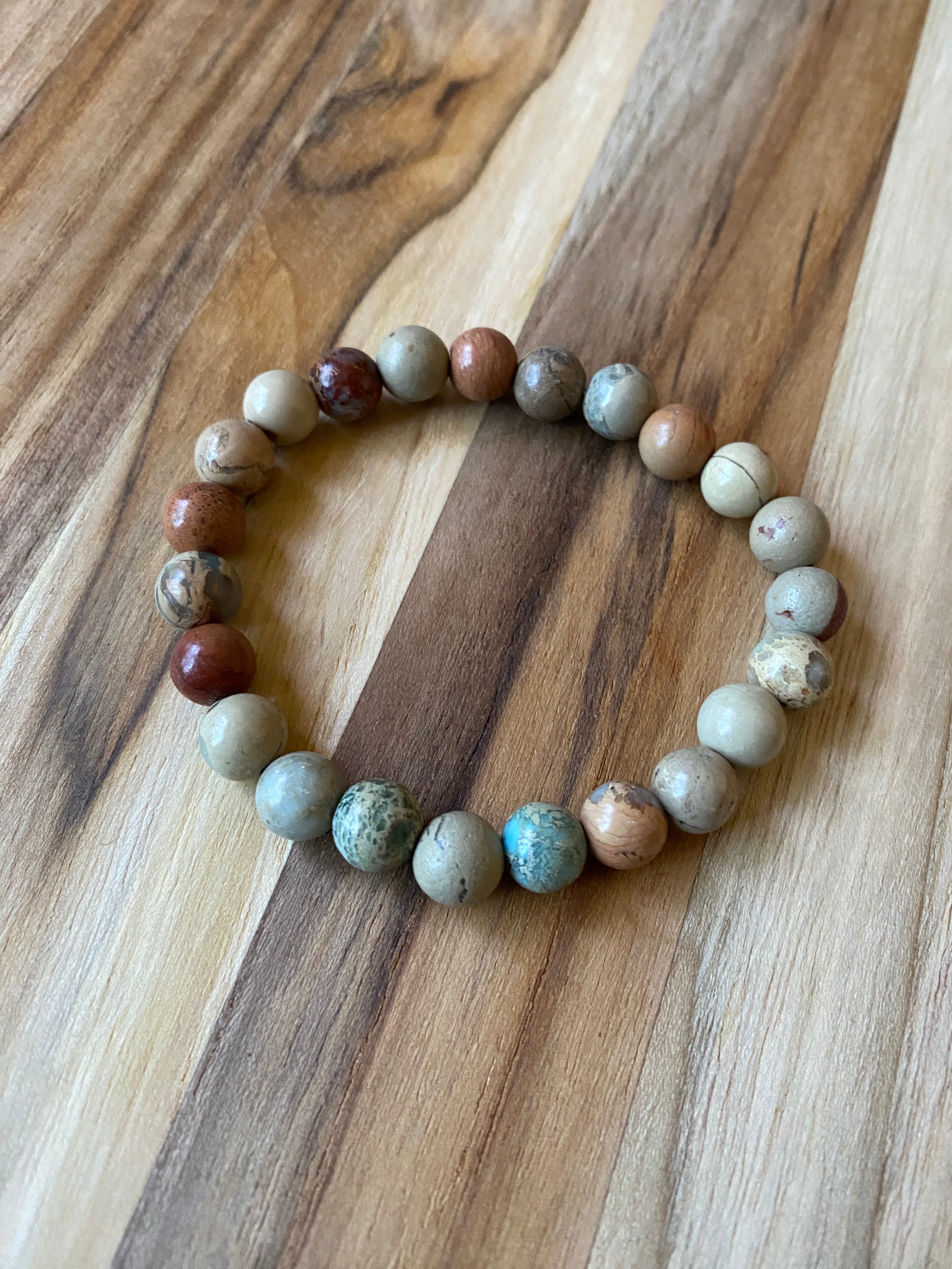 Shoushan Stone Beaded Stretch Bracelet