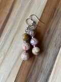 Red Crazy Lace Agate Dangle Earrings with Copper Accents