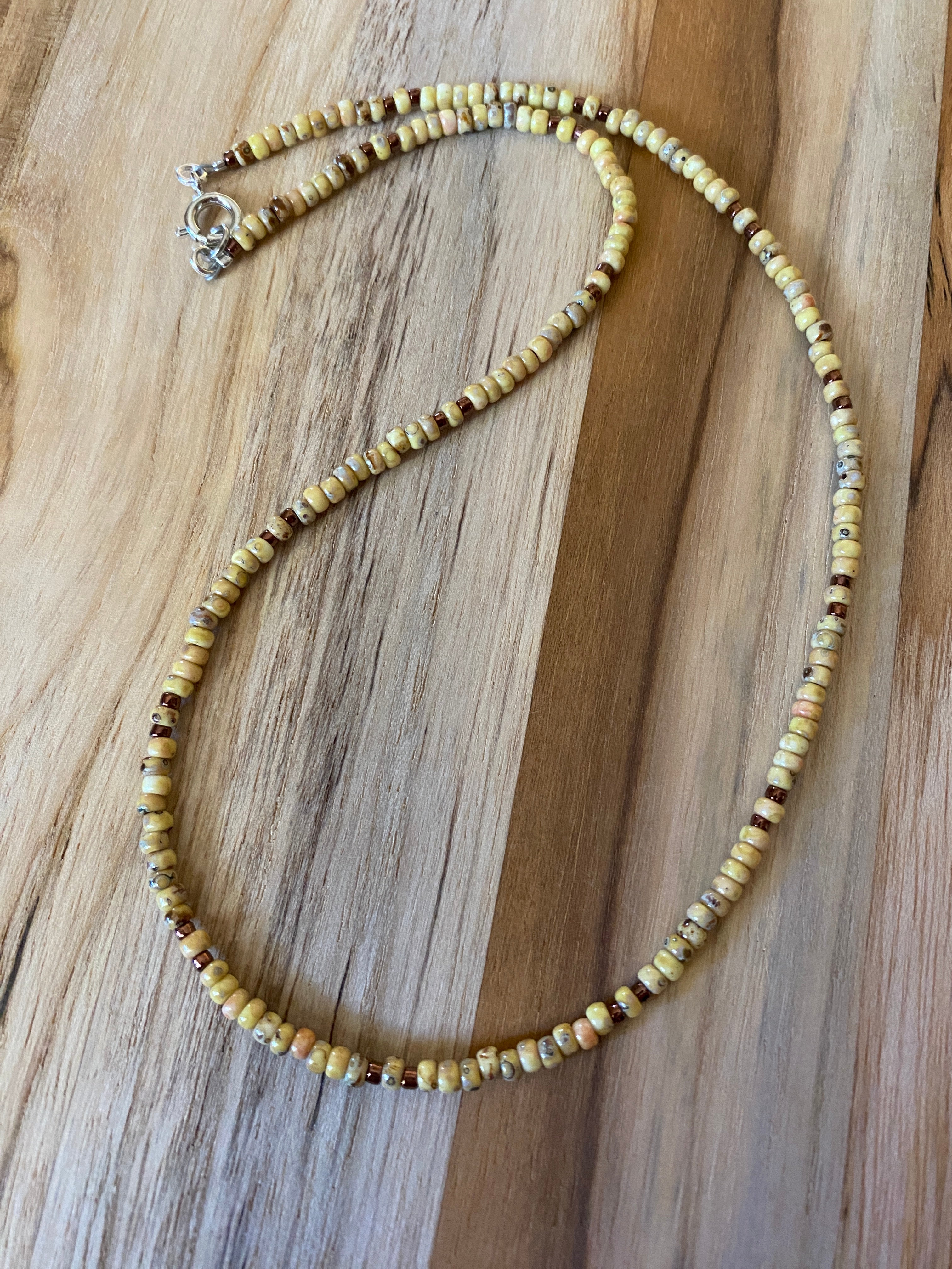 Dainty Minimalist Cream Seed Bead Beaded Necklace