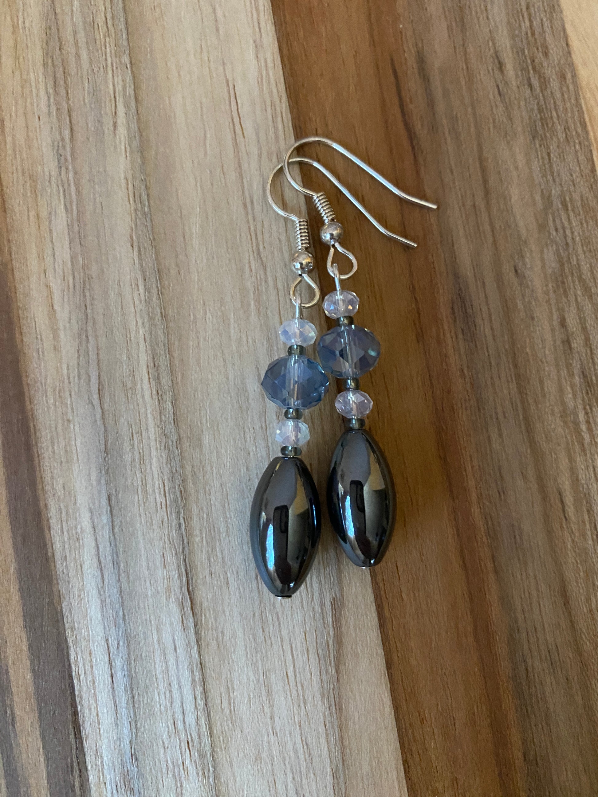 Hemalyke with Blue & Opalescent Crystal Dangle Earrings - My Urban Gems