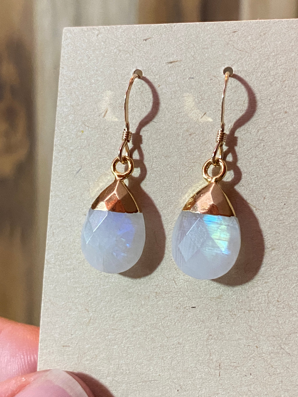 Rainbow Moonstone Dangle Earrings