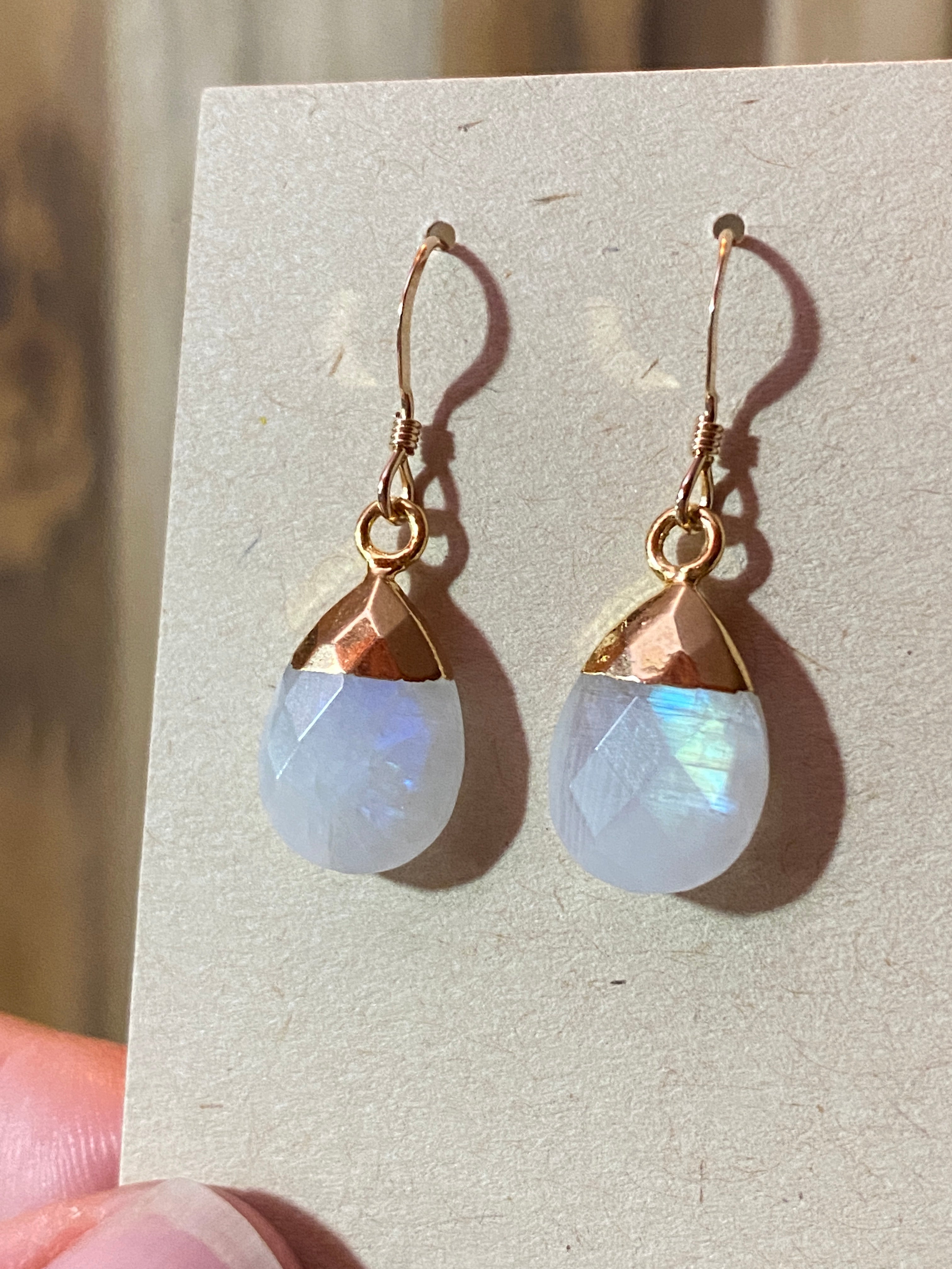 Rainbow Moonstone Dangle Earrings