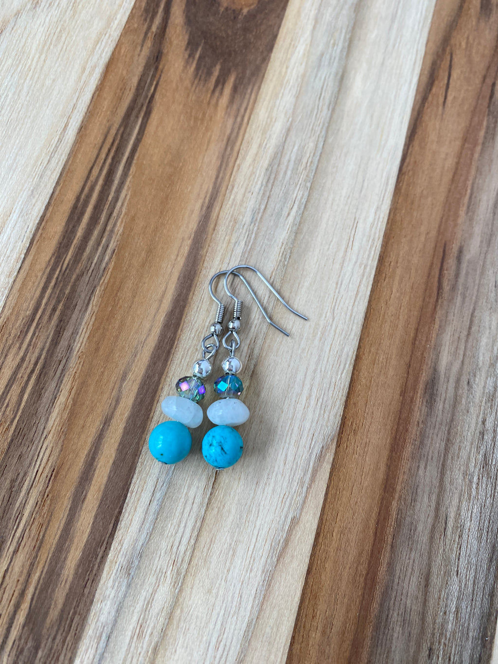 Turquoise, Moonstone & Crystal Dangle Earrings - My Urban Gems