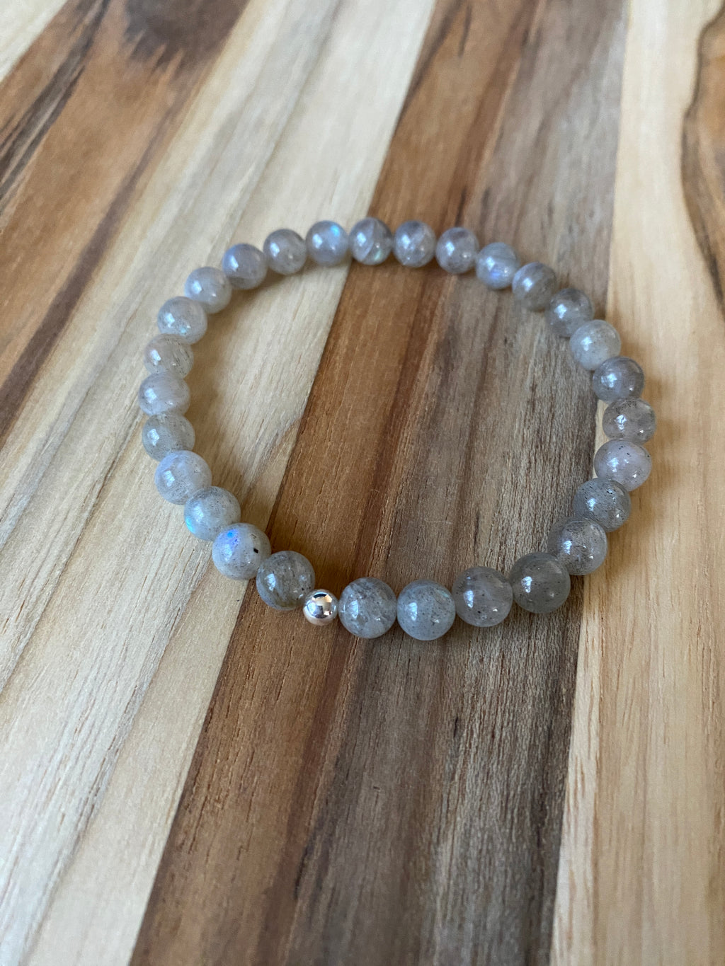 Blue Flash Labradorite Beaded Stretch Bracelet - My Urban Gems