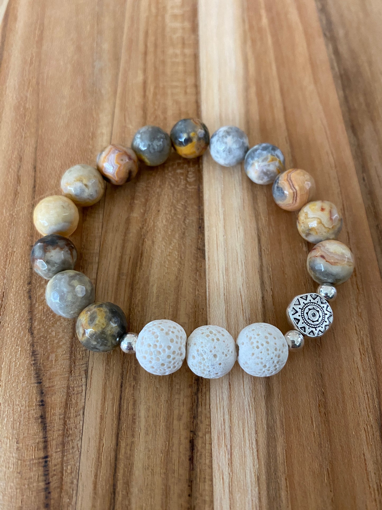 Essential Oil Diffuser Aromatherapy Crazy Lace Agate Stretchy Bracelet
