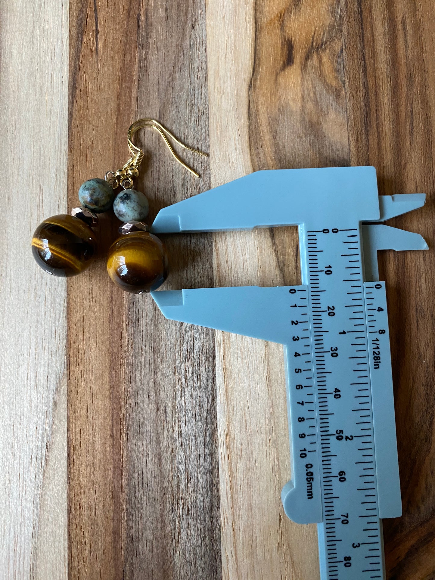 Stunning Tigereye and African Turquoise Dangle Earrings