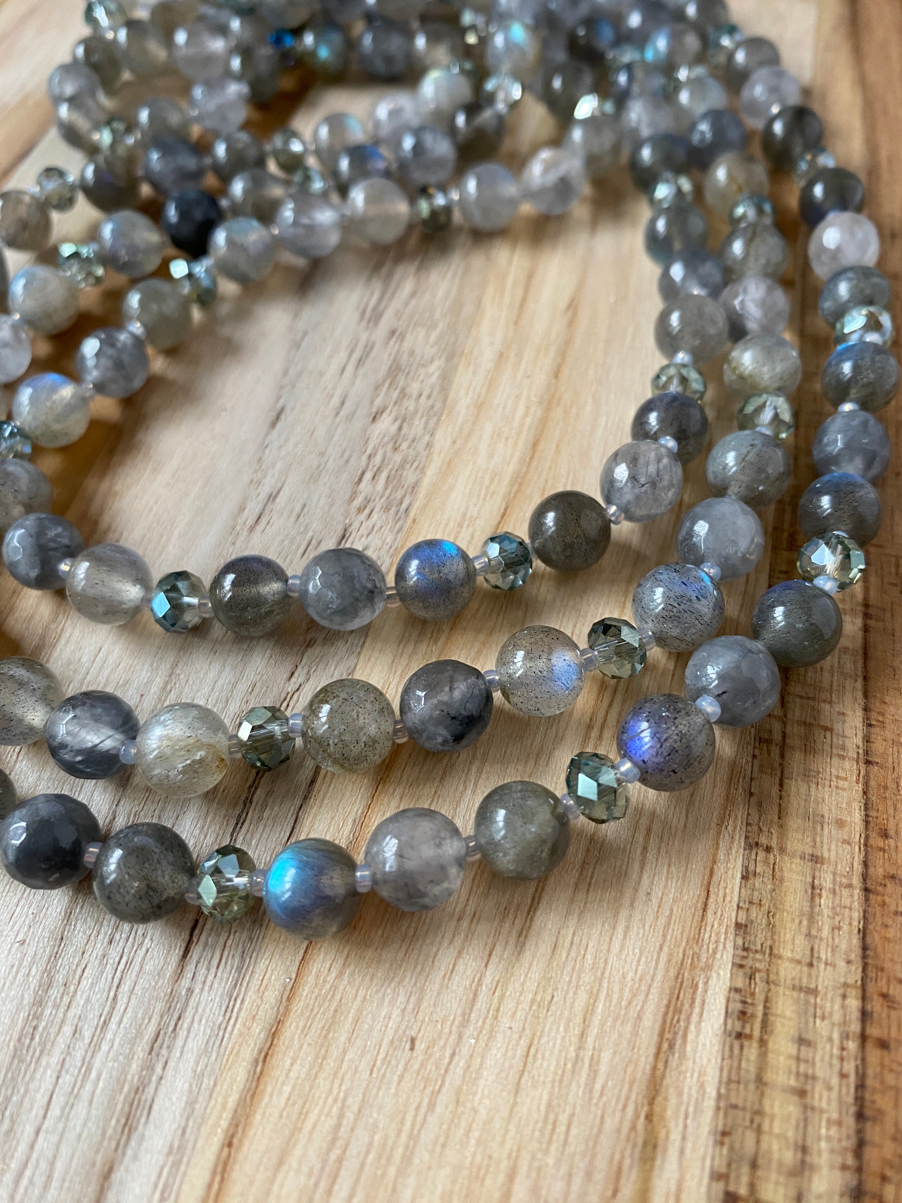 Labradorite, grey Pearl and rock Crystal high quality hand made necklace, grey gemstone necklace, labradorite necklace, made in britain, grey gemstones