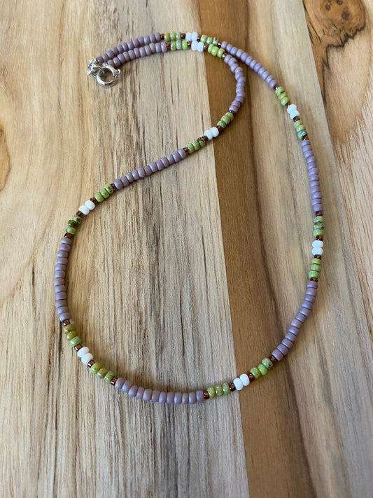 Dainty Minimalist Purple Seed Bead Beaded Necklace