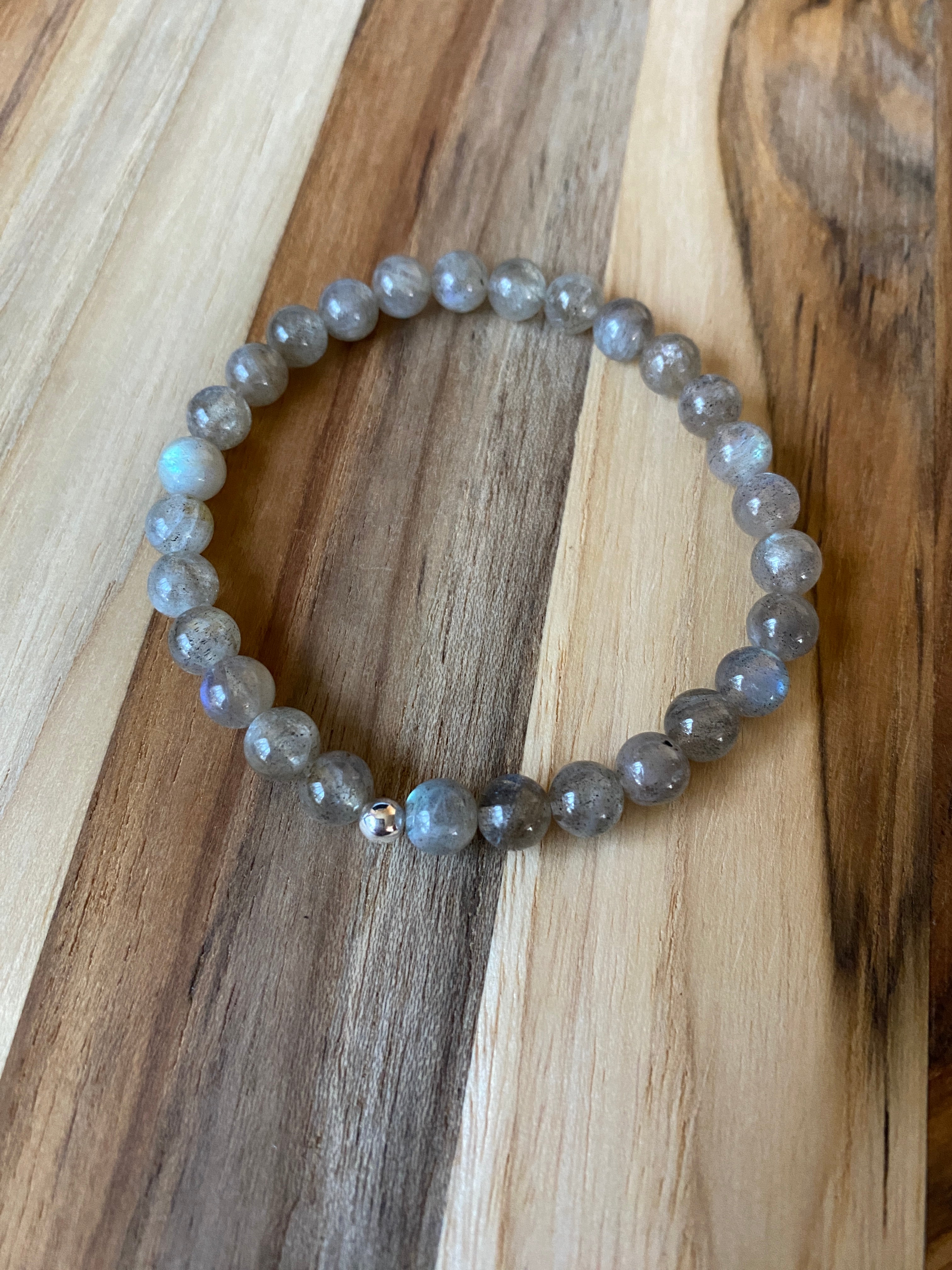Blue Flash Labradorite Beaded Stretch Bracelet -My Urban Gems