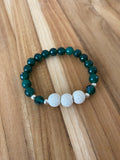 Green Agate Beaded Aromatherapy Stretch Bracelet with Crystal