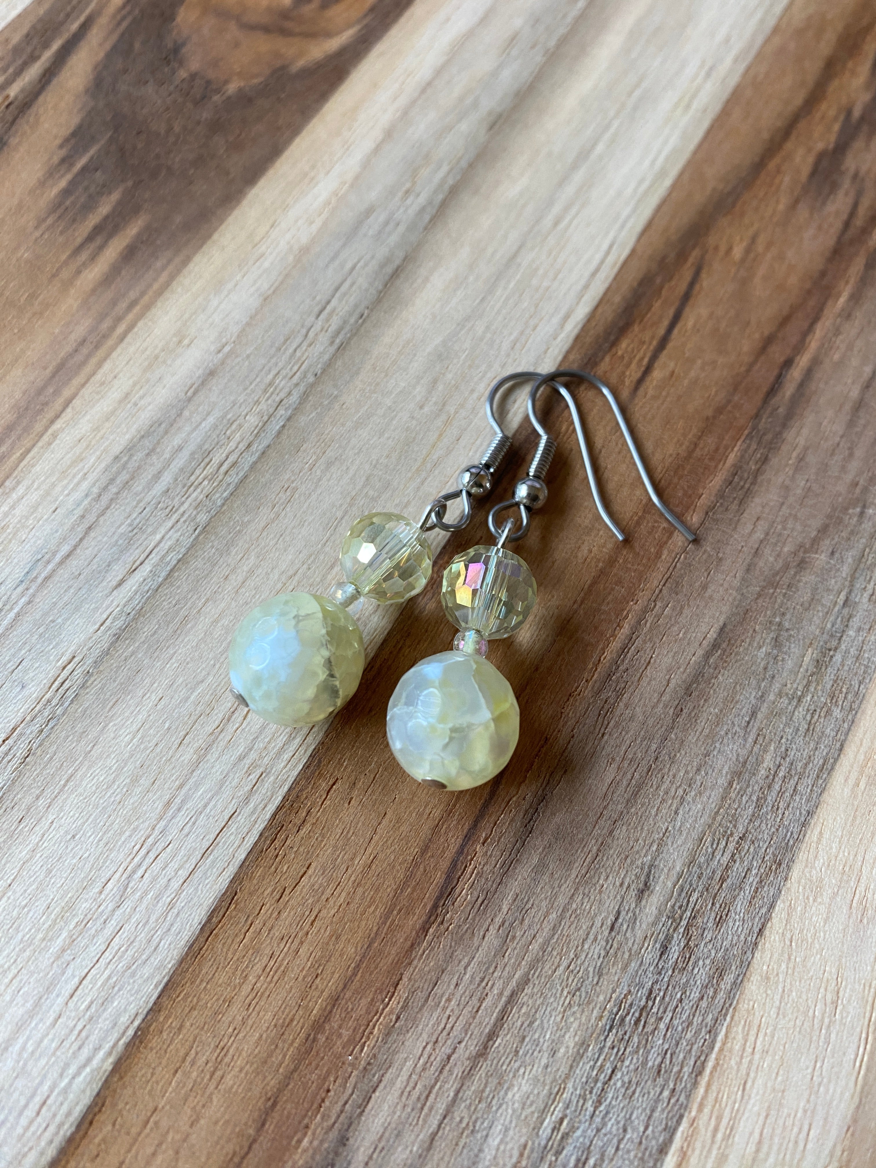 Lemon Cracked Agate & Crystal Earrings - My Urban Gems