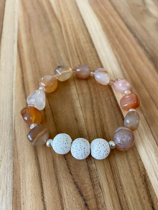 Carnelian Tumbled Irregular Shaped Beaded Aromatherapy Stretch Bracelet - My Urban Gems