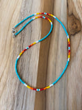 16" Dainty Minimalist Seed Bead Necklace Multi Turquoise