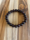 Dark Burgundy Natural Garnet Beaded Stretch Bracelet