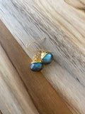 Dainty Minimalist Labradorite Dangle Earrings with Gold