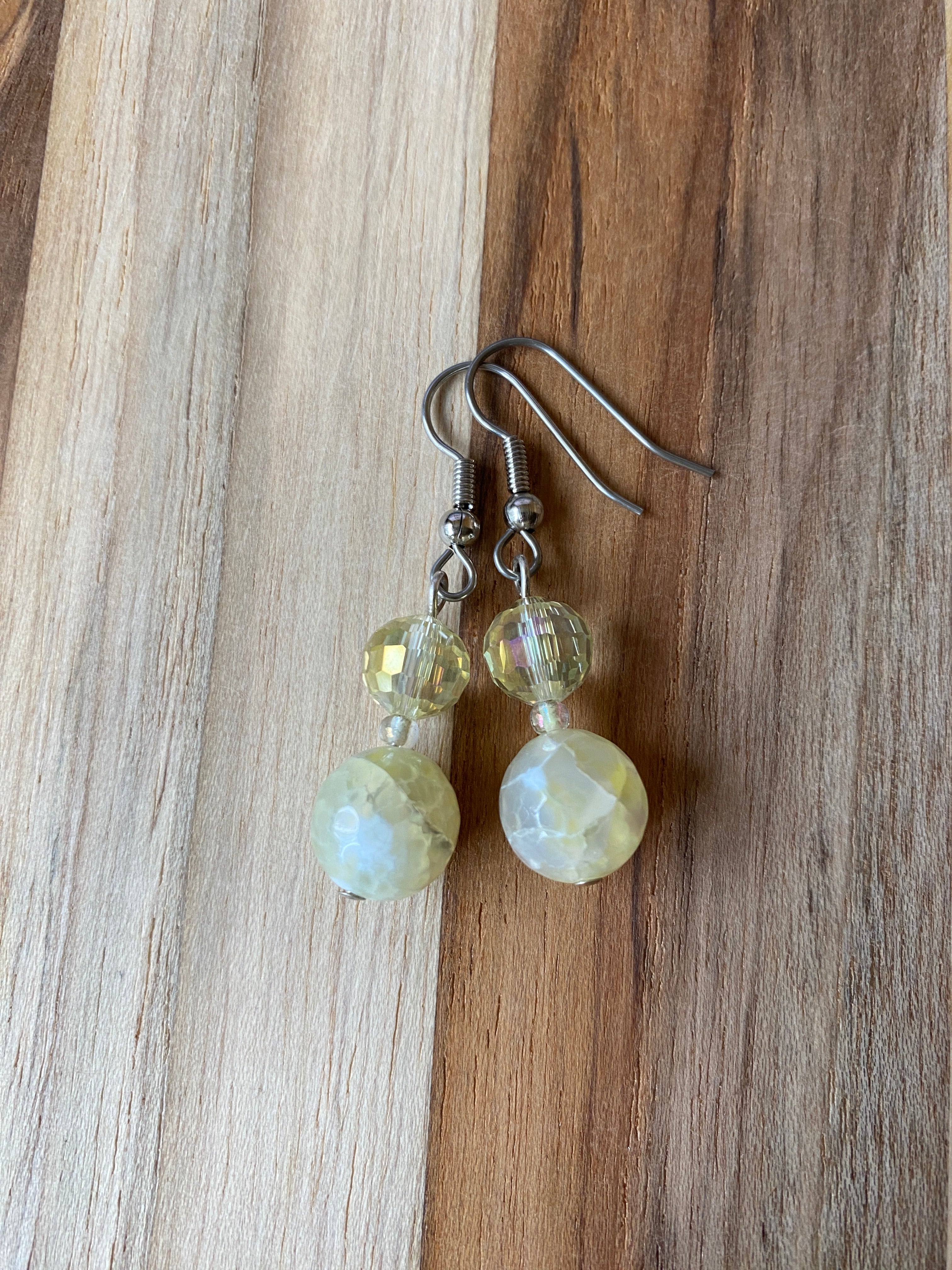 Lemon Cracked Agate & Crystal Earrings - My Urban Gems