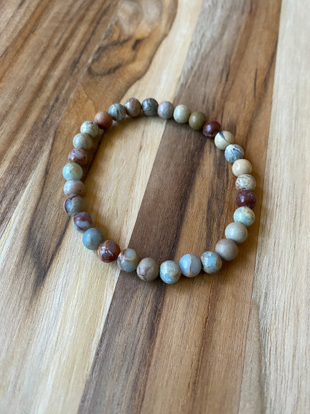 Dainty Shoushan Stone Beaded Stretch Bracelet 6.5”