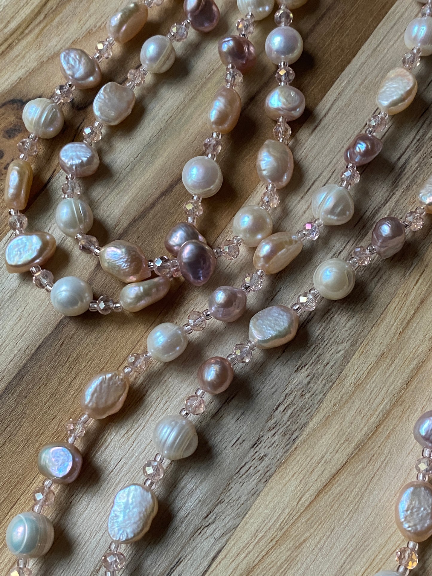 Delicate 60” Long Freshwater Pearl Wraparound Beaded Necklace