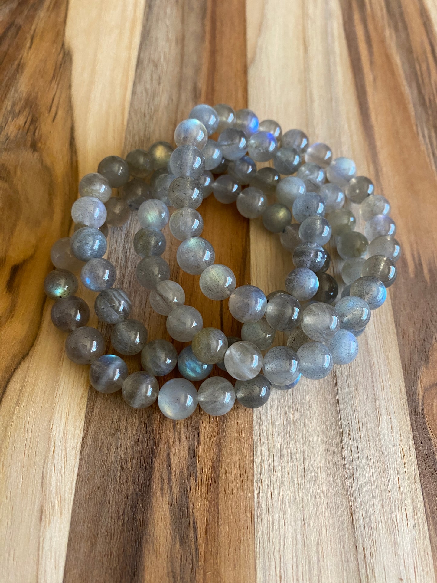 Flashy Labradorite Stretch Beaded Bracelet